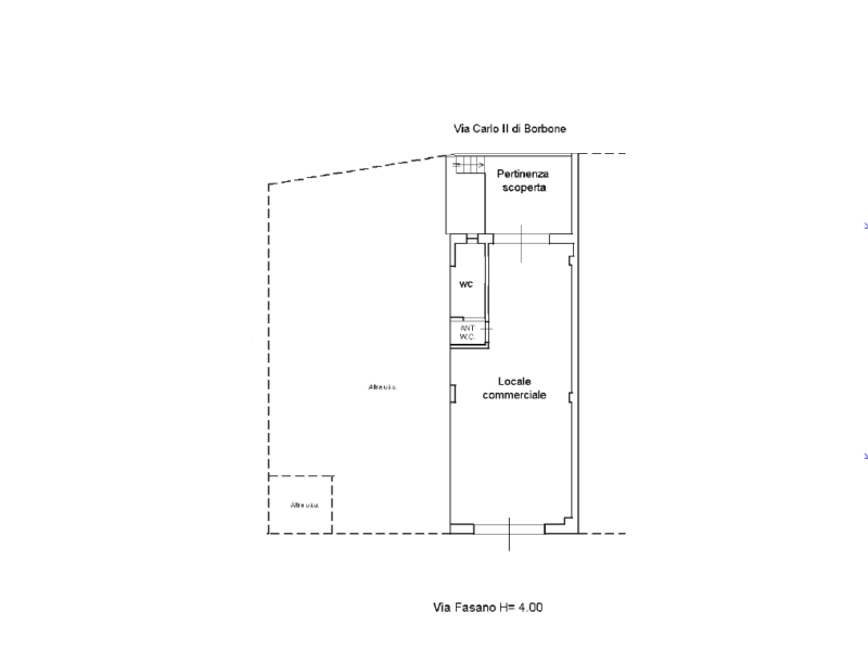 Locale commerciale di 60 mq circa con pertinenza esterna