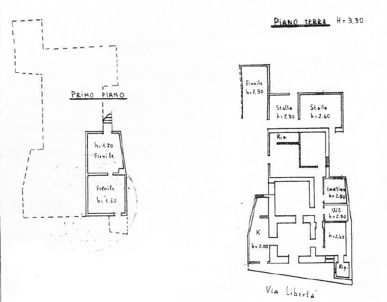 Villetta da ristrutturare in parte in pietra con locali deposito e terreno di pertinenza